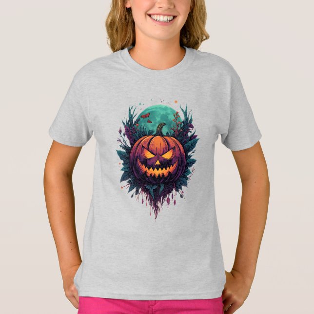 Spooky Pumpkin unter Vollmond T-Shirt (Vorderseite)