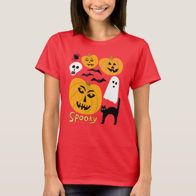 Spooky Pumpkins Charming Halloween Geisterbäder T-Shirt (Vorderseite)