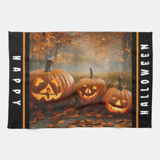 Spooky Pumpkins Family Collection Geschirrtuch (Horizontal)