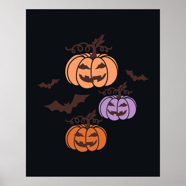 Spooky Pumpkins Trio Halloween Jack-o’Lantern Poster (Vorne)