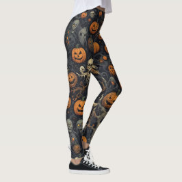 Spooky Pumpkins und Beängstigendes Geisterdesign Leggings