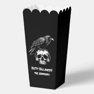 Spooky Raven Skull Popcorn Halloween Gefälligkeits Geschenkschachtel