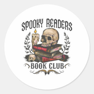 Spooky Readers Book Club Horror Skull Halloween Runder Aufkleber
