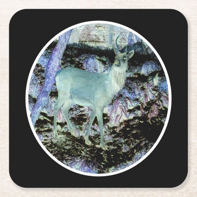 Spooky Red Deer Stag Paper Untersetzer (Vorderseite)