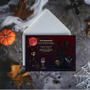 Spooky Red Moonlit Night Halloween Einladung