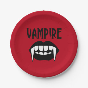 Spooky Red Vampire Halloween Pappteller