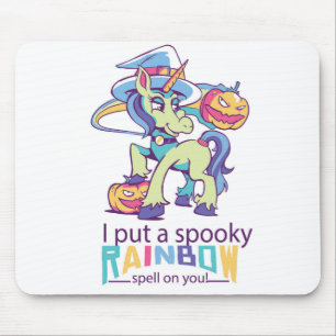 Spooky-Regenbogenzauber Halloween-Einhornhexe Mousepad