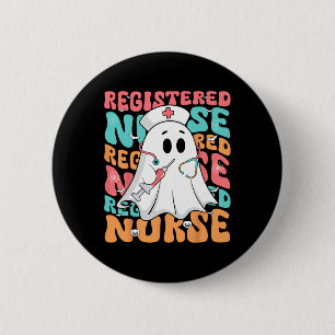 Spooky Registered Nurse Ghost Rn Funny Halloween C Button