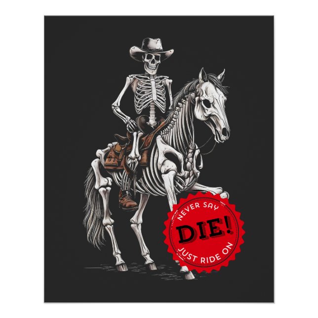Spooky Reiten Skeleton Cowboy Poster (Vorderseite)