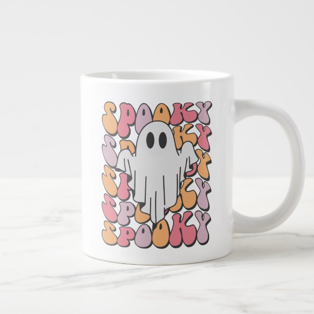 Spooky Retro Ghost Jumbo-Tasse (Rechts)