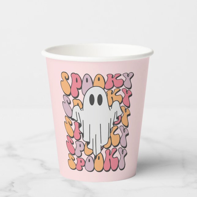 Spooky Retro Ghost Pappbecher (Vorderseite)