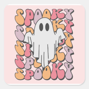 Spooky Retro Ghost Quadratischer Aufkleber