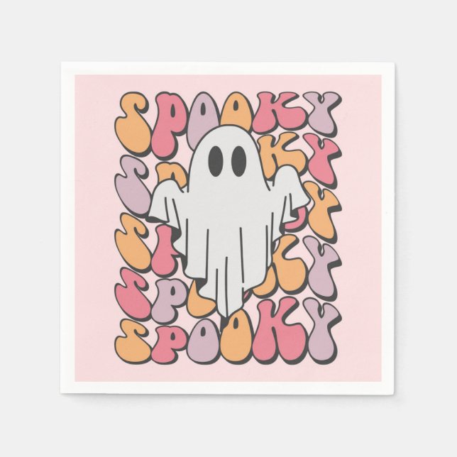 Spooky Retro Ghost Serviette (Vorderseite)