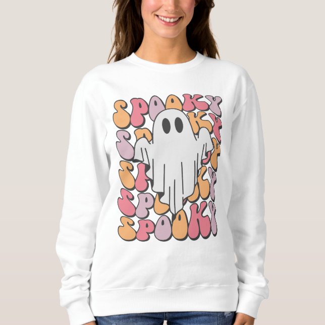 Spooky Retro Ghost Sweatshirt (Vorderseite)