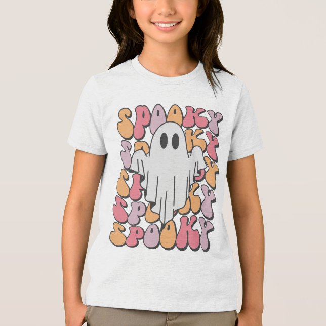 Spooky Retro Ghost Tri-Blend Shirt (Vorderseite)