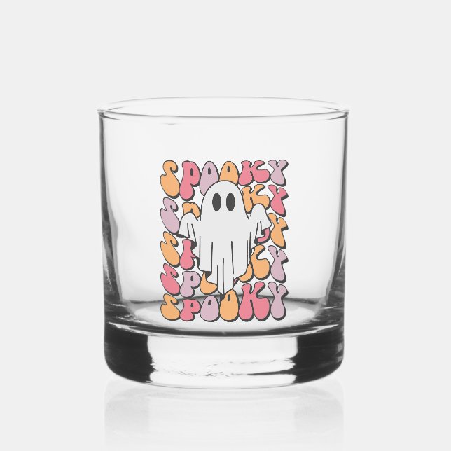 Spooky Retro Ghost Whiskyglas (Vorderseite)