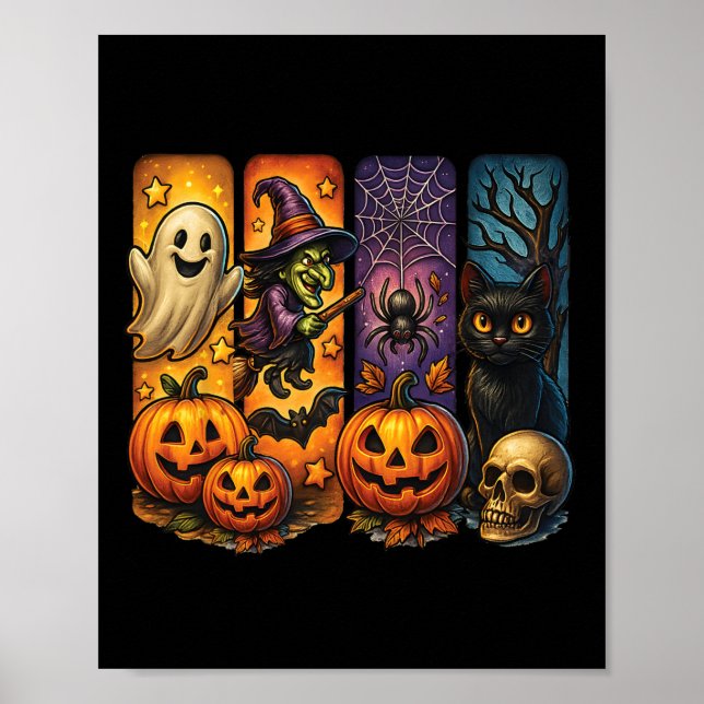Spooky Retro Ghost Witz Funny Halloween Jungs Kind Poster (Vorne)