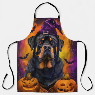 Spooky Rottweiler Hund Halloween Hexe und Pumpkin Schürze