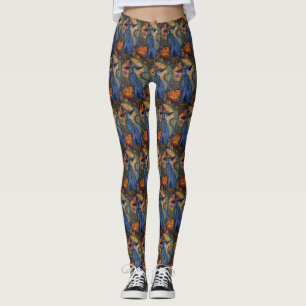 Spooky Russian Blue Cat Halloween Hexenkürbis Leggings