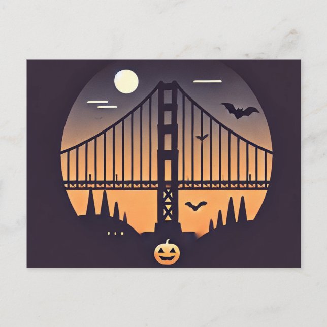Spooky San Francisco Halloween, Golden Gate Postkarte (Vorderseite)
