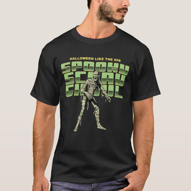 Spooky Scary Ghoul 90s Halloween T-Shirt (Vorderseite)