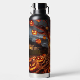 SPOOKY SCARY HALLOWEEN TREE WITH ORANGE PUMPKINS TRINKFLASCHE