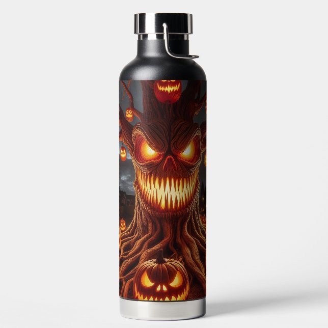 SPOOKY SCARY HALLOWEEN TREE WITH ORANGE PUMPKINS TRINKFLASCHE (links)
