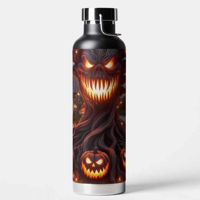 SPOOKY SCARY HALLOWEEN TREE WITH ORANGE PUMPKINS TRINKFLASCHE (links)