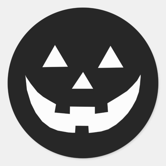 Spooky schwarze Kürbislaterne beängstigend lustige Runder Aufkleber (Vorderseite)