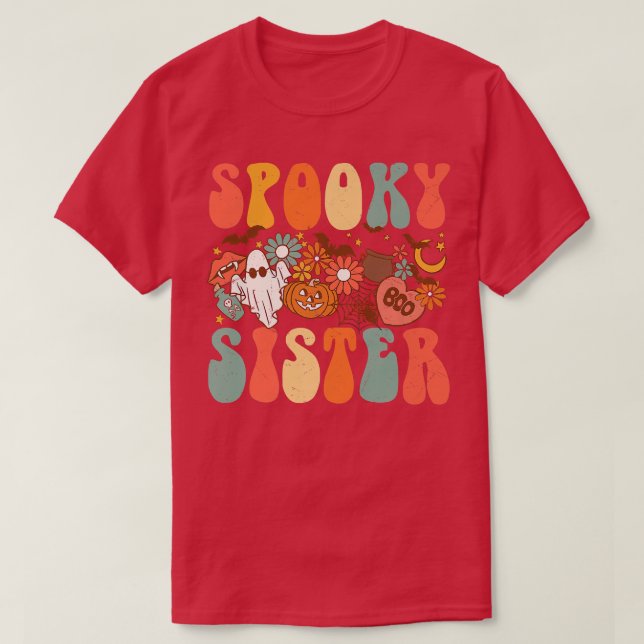 Spooky Schwester Matching Shirt Retro Halloween Ge (Design vorne)