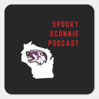 Spooky Sconnie Podcast eckige Aufkleber