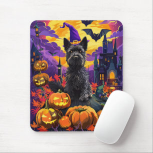 Spooky Scottish Terrier Halloween Hexch Pumpkin Mousepad