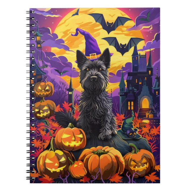Spooky Scottish Terrier Halloween Hexch Pumpkin Notizblock (Vorderseite)