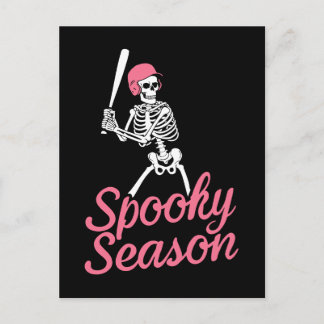 Spooky Season | Baseball Skeleton Pink Hat Postkarte