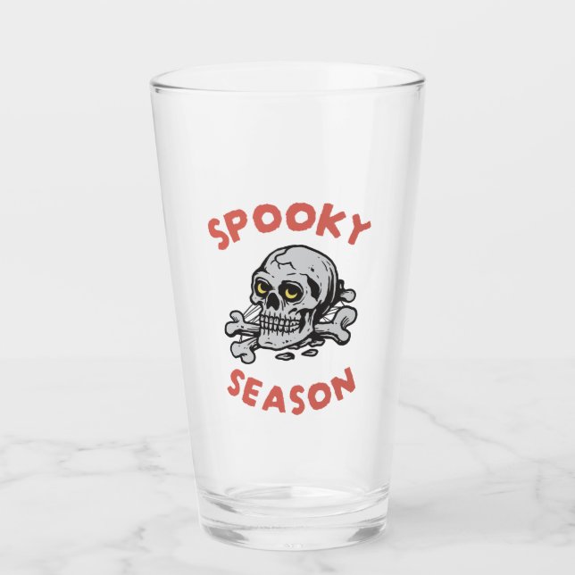 Spooky Season Beängstigend Skull Halloween Glas (Vorderseite)