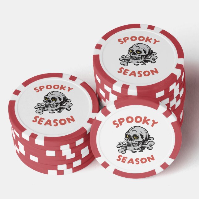 Spooky Season Beängstigend Skull Halloween Pokerchips (Stapel)