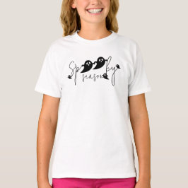 Spooky Season Black Ghost Niedlichen Buchstaben Ha T-Shirt