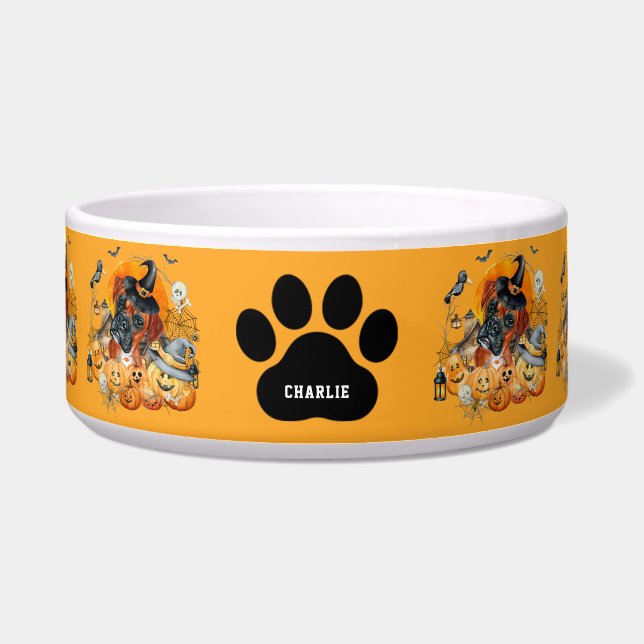 Spooky Season Boxer Halloween Pumpkin Custom Hund Napf (Vorderseite)