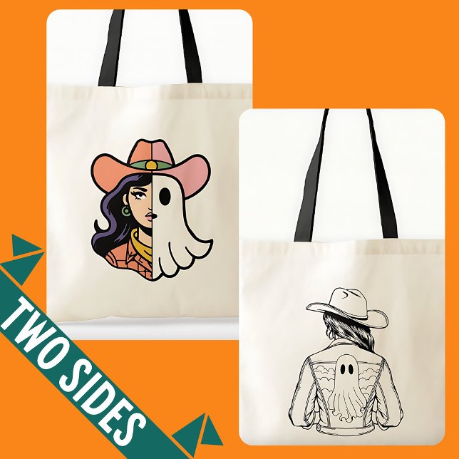 Spooky Season Cowgirl und Coole Ghoul Cowgirl Tasc Tragetasche (Spooky Season Cowgirl and Cool Ghoul Cowgirl Tote)