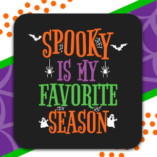 Spooky Season Gespenster Fledermäuse Spiders Happy Quadratischer Aufkleber