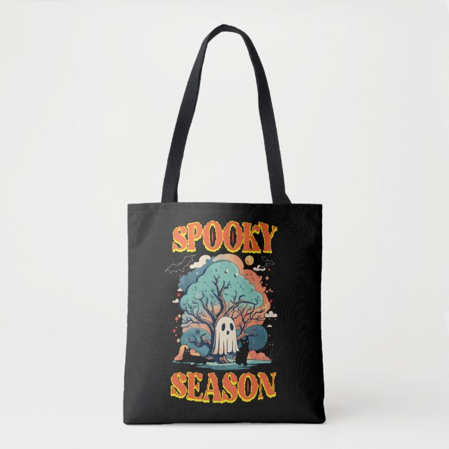Spooky Season Ghost & Black Cat Halloween Design (Vorderseite)