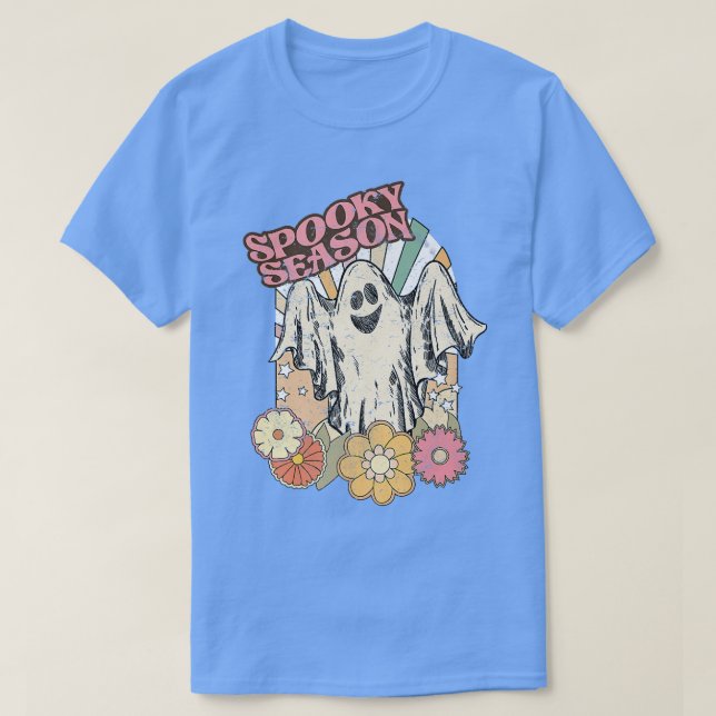 Spooky Season Ghost Floral Girls Frauen Mama Hallo T-Shirt (Design vorne)