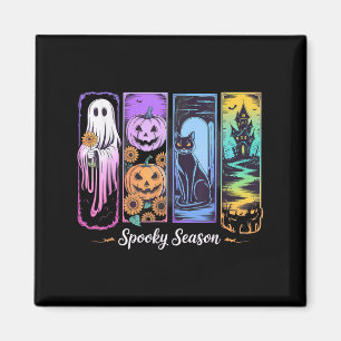 Spooky Season Ghost Kat Kürbis in Frame Halloween Magnet