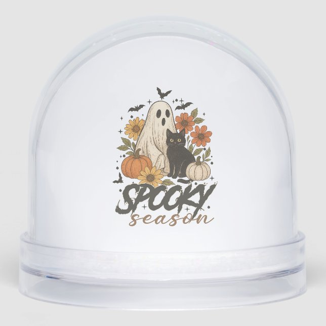 Spooky Season Ghost Retro Spooky Floral Halloween  Schneekugeln (Vorderseite)