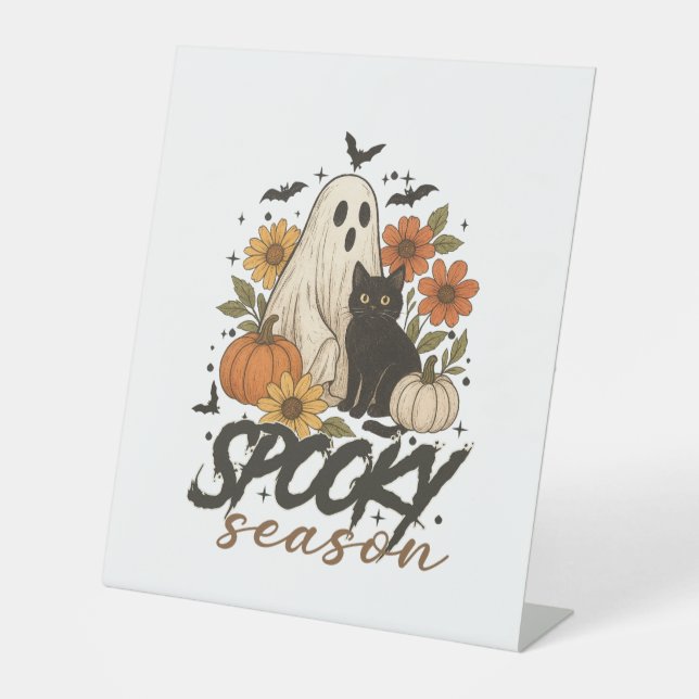 Spooky Season Ghost Retro Spooky Floral Halloween  Sockelschild (Vorderseite)