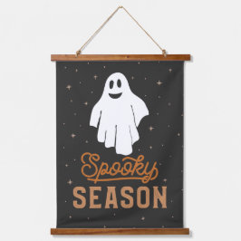 Spooky Season Ghost Wandteppich Mit Holzrahmen