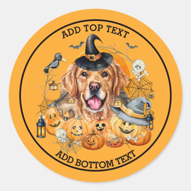 Spooky Season Golden Retriever Halloween Custom Runder Aufkleber (Vorderseite)