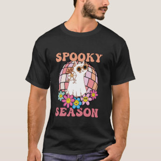 Spooky Season Groovy Ghost Cat Retro Vintag Hallo T-Shirt