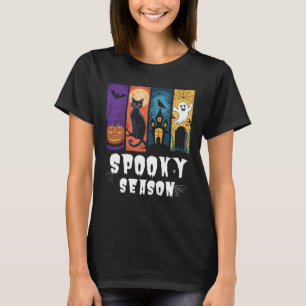 Spooky Season Halloween Black Cat Ghost Spuk T-Shirt