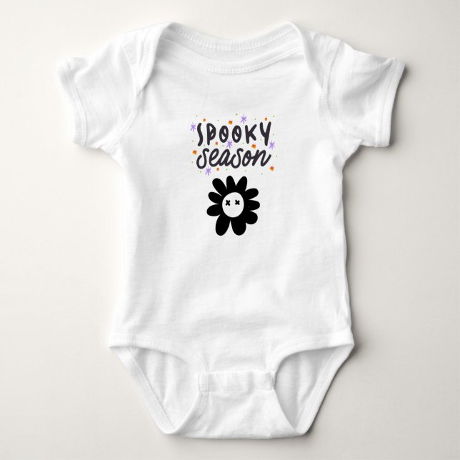  spooky season Halloween elegant black and white Baby Strampler (Vorderseite)